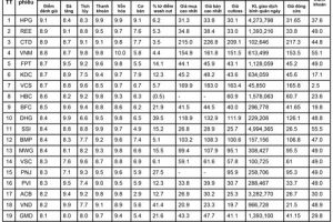 Top cổ phiếu mạnh nhất trên thị trường chứng khoán ngày 16/6/2017