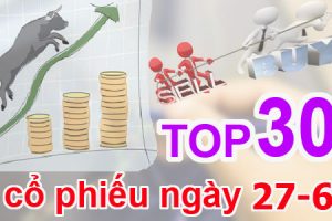 Top cổ phiếu mạnh nhất trên thị trường chứng khoán ngày 27/6/2017