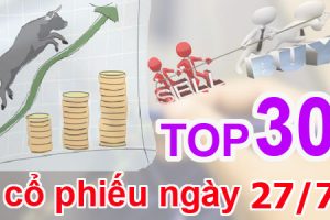 TOP 30 cổ phiếu mạnh nhất và những cổ phiếu khuyến nghị ngày 27/7